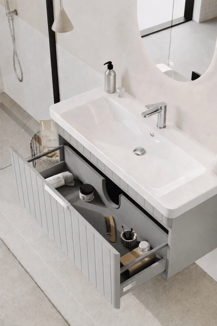 Orka Procıda 80 cm Mat Kaşmir / Krom Kulplu ,Banyo Dolabı Alt Modül ve Lavabo, 5007215 - 6