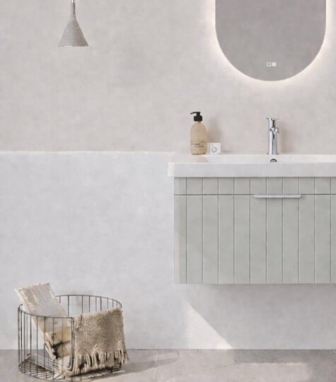 Orka Procıda 80 cm Mat Kaşmir / Krom Kulplu ,Banyo Dolabı Alt Modül ve Lavabo, 5007215 - 7