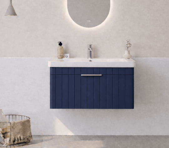 Orka Procıda 80 cm Mat Lacivert / Krom Kulplu ,Banyo Dolabı Alt Modül ve Lavabo, 5007216 - 2