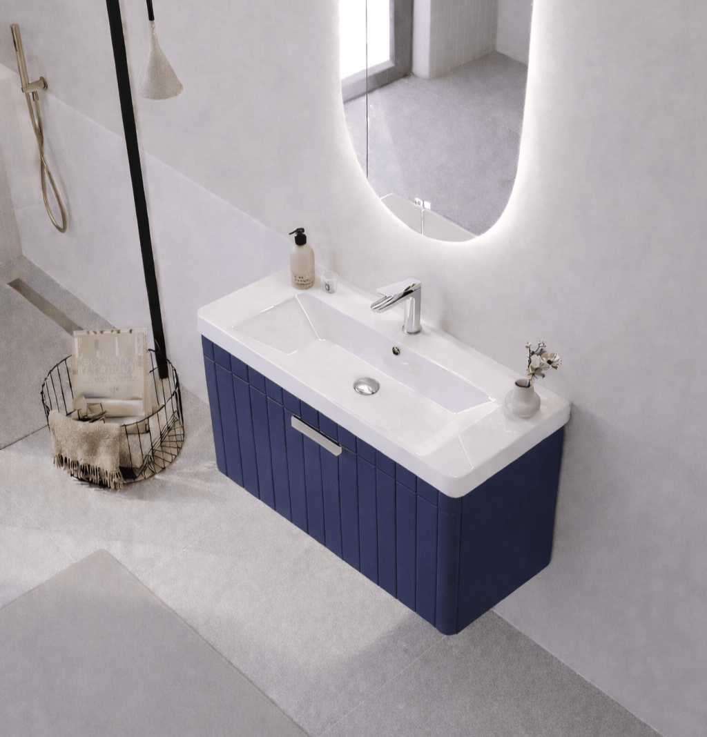 Orka Procıda 80 cm Mat Lacivert / Krom Kulplu ,Banyo Dolabı Alt Modül ve Lavabo, 5007216 - 3