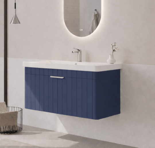 Orka Procıda 80 cm Mat Lacivert / Krom Kulplu ,Banyo Dolabı Alt Modül ve Lavabo, 5007216 - 4