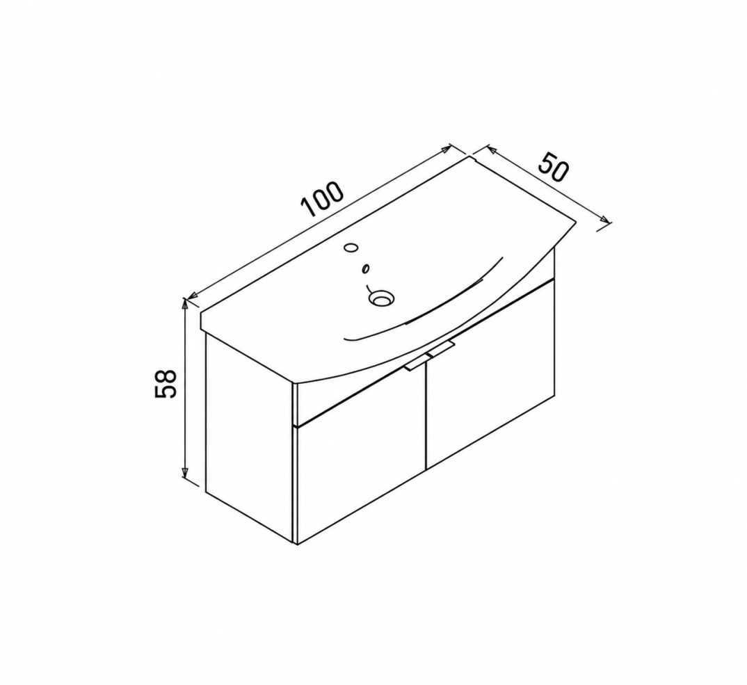 Orka Purus 100 cm, Budva, Banyo Dolabı Alt Modül Ve Lavabo, 5007991 - 7
