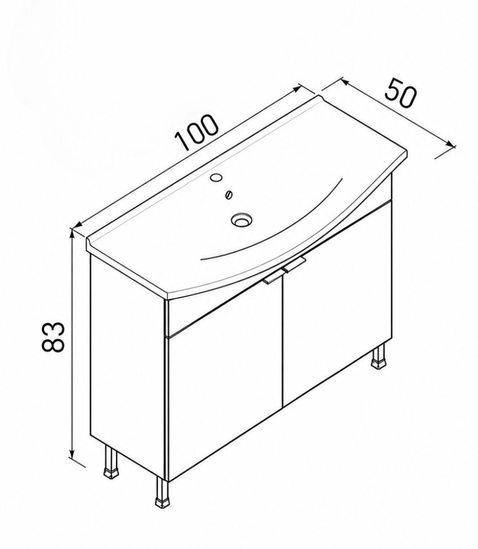 Orka Purus 100 cm, Budva, Banyo Dolabı Alt Modül Ve Lavabo, (Ayaklı), 5008451 - 6