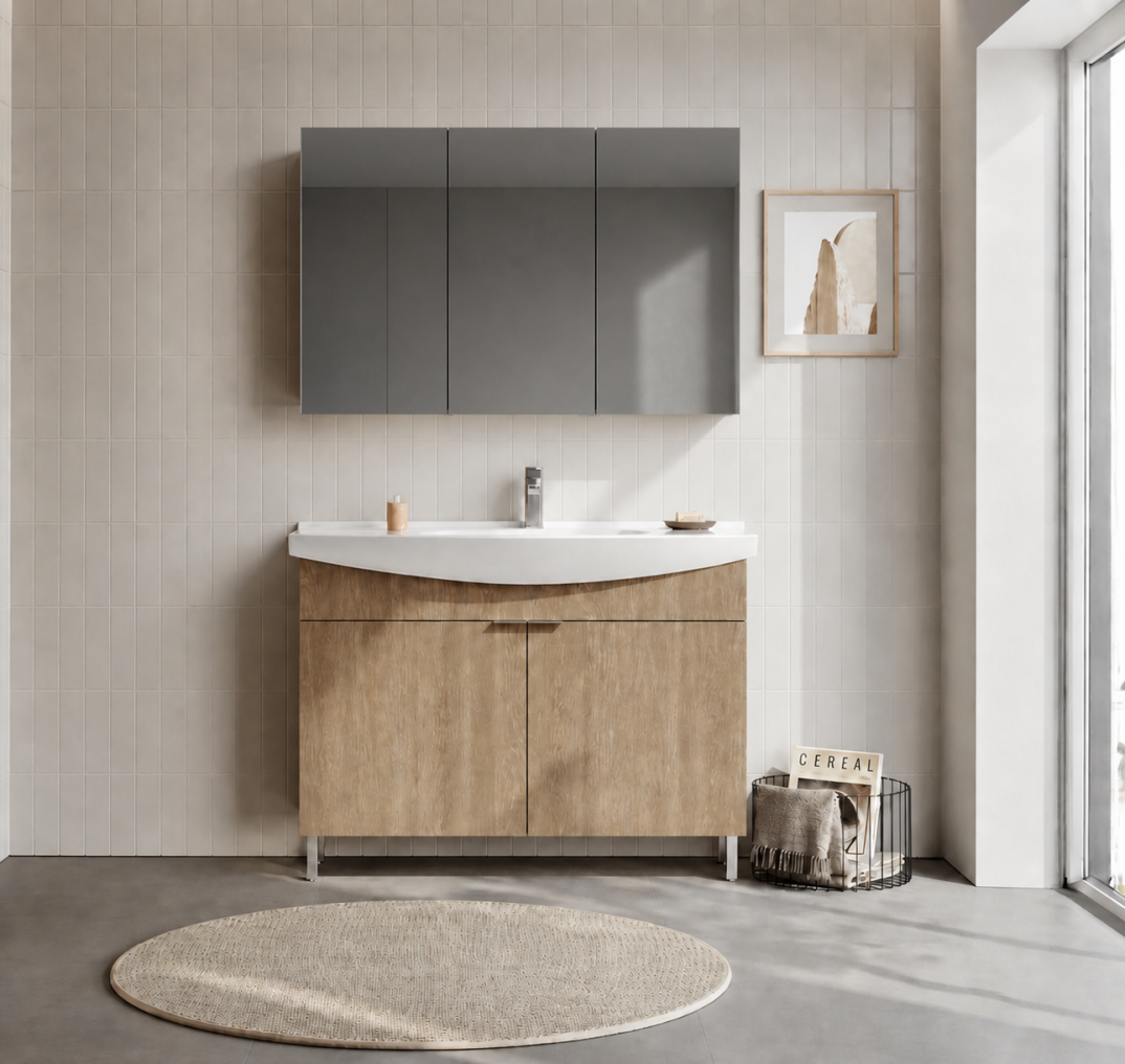 Orka Purus 100 cm ,Budva, Banyo Dolabı Takımı (Ayaklı,Dolaplı Ayna), 5008486 - 2