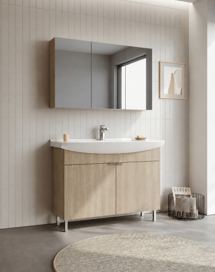 Orka Purus 100 cm ,Budva, Banyo Dolabı Takımı (Ayaklı,Dolaplı Ayna), 5008486 - 3
