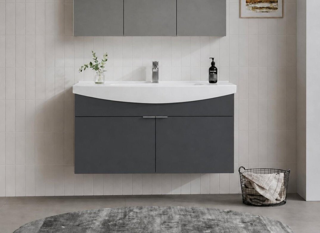 Orka Purus 100 cm, Mat Antrasit, Banyo Dolabı Alt Modül Ve Lavabo, 5007981 - 1