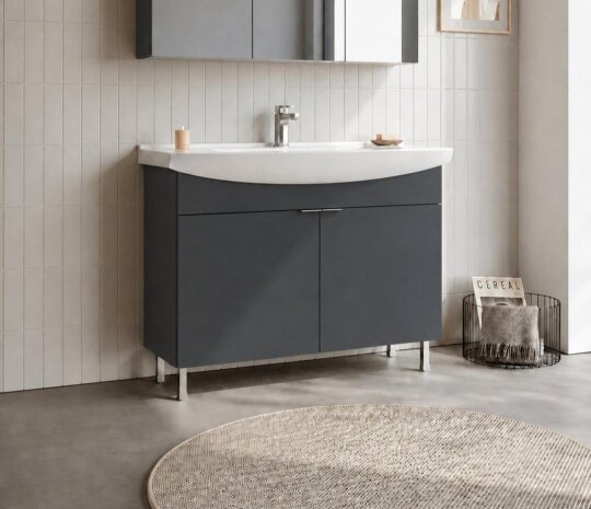 Orka Purus 100 cm, Mat Antrasit, Banyo Dolabı Alt Modül Ve Lavabo, (Ayaklı), 5008452 - 2