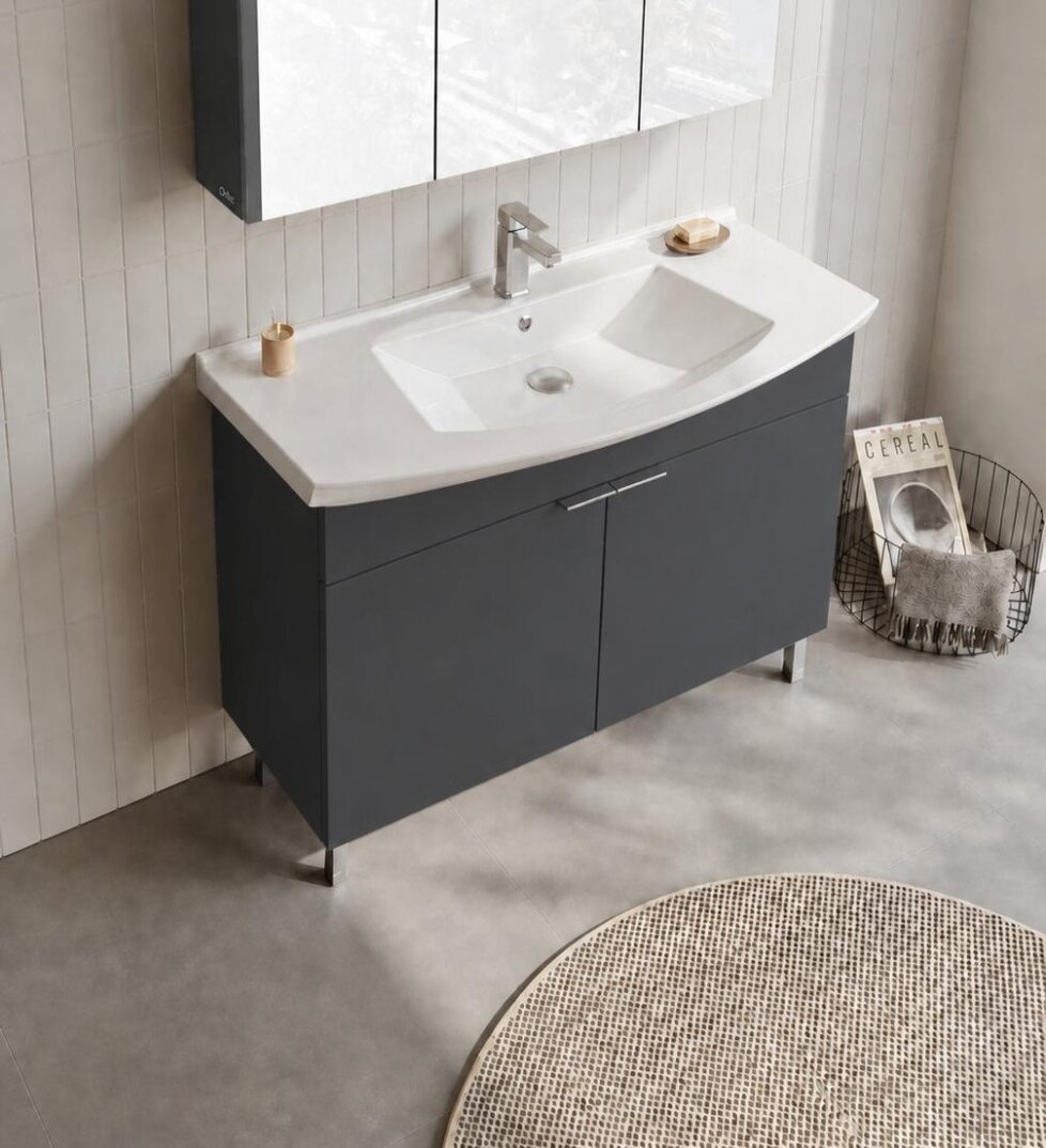 Orka Purus 100 cm, Mat Antrasit, Banyo Dolabı Alt Modül Ve Lavabo, (Ayaklı), 5008452 - 3