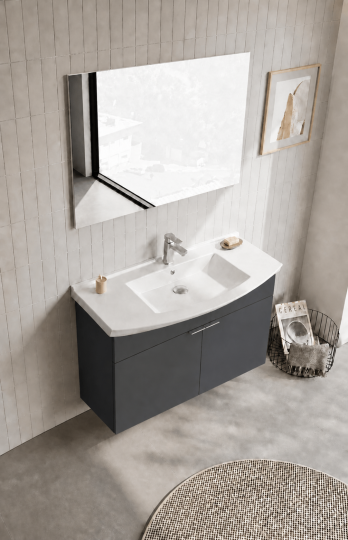Orka Purus 100 cm ,Mat Antrasit, Banyo Dolabı Takımı (Asma,Düz Ayna), 5008329 - 4