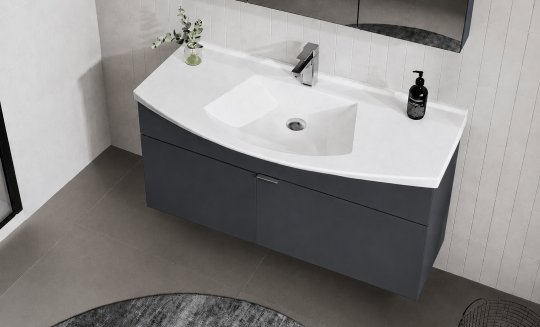 Orka Purus 100 cm ,Mat Antrasit, Banyo Dolabı Takımı (Asma,Düz Ayna), 5008329 - 5