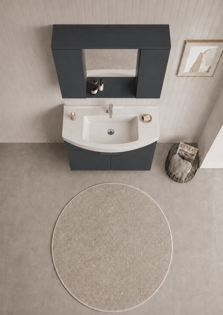 Orka Purus 100 cm ,Mat Antrasit, Banyo Dolabı Takımı (Asma,Spotlu Ayna), 5007985 - 5