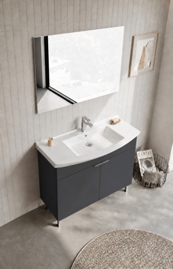 Orka Purus 100 cm ,Mat Antrasit, Banyo Dolabı Takımı (Ayaklı,Düz Ayna), 5008475 - 4