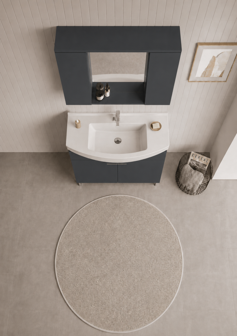 Orka Purus 100 cm ,Mat Antrasit, Banyo Dolabı Takımı (Ayaklı,Spotlu Ayna), 5008443 - 5