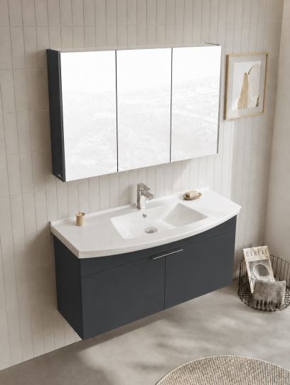Orka Purus 100 cm ,Mat Antrasit, Banyo Dolabı Takımı (Dolaplı Ayna), 5008347 - 4