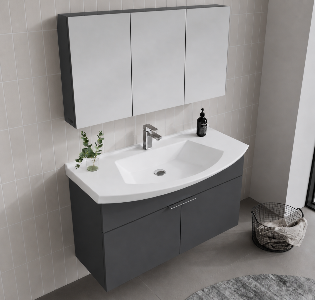 Orka Purus 100 cm ,Mat Antrasit, Banyo Dolabı Takımı (Dolaplı Ayna), 5008347 - 6