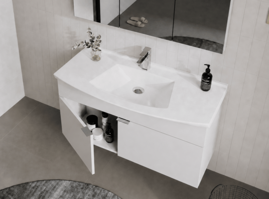 Orka Purus 100 cm, Parlak Beyaz, Banyo Dolabı Alt Modül Ve Lavabo, 5007971 - 5