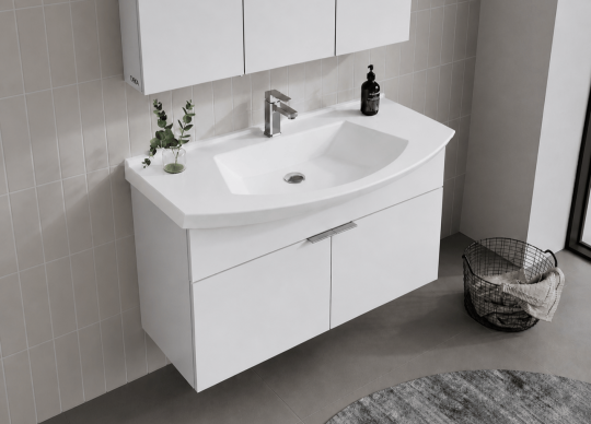 Orka Purus 100 cm, Parlak Beyaz, Banyo Dolabı Alt Modül Ve Lavabo, 5007971 - 6