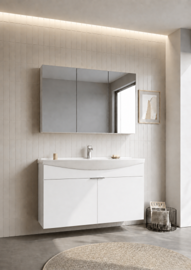 Orka Purus 100 cm, Parlak Beyaz, Banyo Dolabı Alt Modül Ve Lavabo, 5008348 - 3