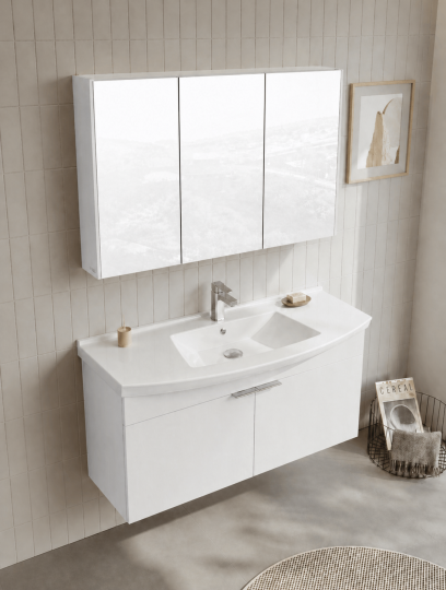 Orka Purus 100 cm, Parlak Beyaz, Banyo Dolabı Alt Modül Ve Lavabo, 5008348 - 4