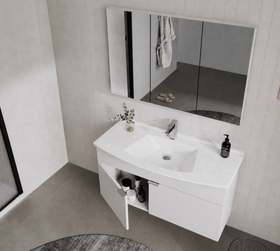 Orka Purus 100 cm, Parlak Beyaz, Banyo Dolabı Alt Modül Ve Lavabo, 5008348 - 5