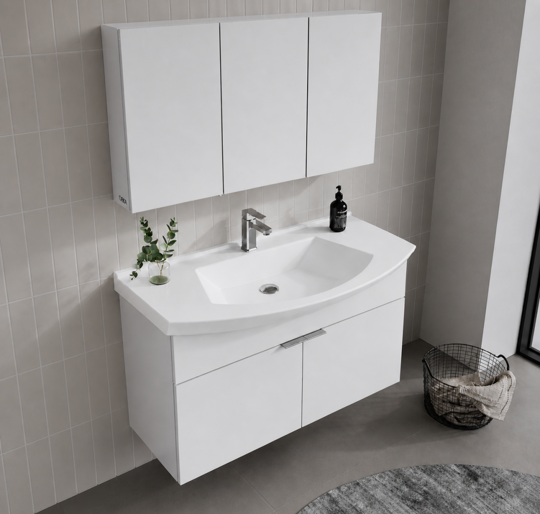 Orka Purus 100 cm, Parlak Beyaz, Banyo Dolabı Alt Modül Ve Lavabo, 5008348 - 6