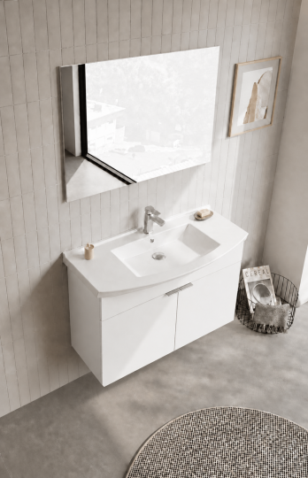 Orka Purus 100 cm ,Parlak Beyaz, Banyo Dolabı Takımı (Asma,Düz Ayna), 5008330 - 4