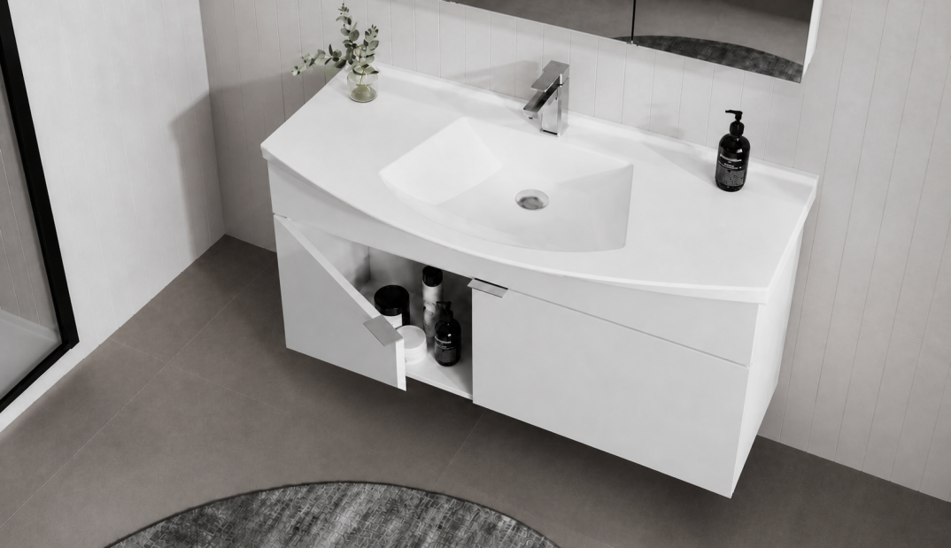 Orka Purus 100 cm ,Parlak Beyaz, Banyo Dolabı Takımı (Asma,Düz Ayna), 5008330 - 5