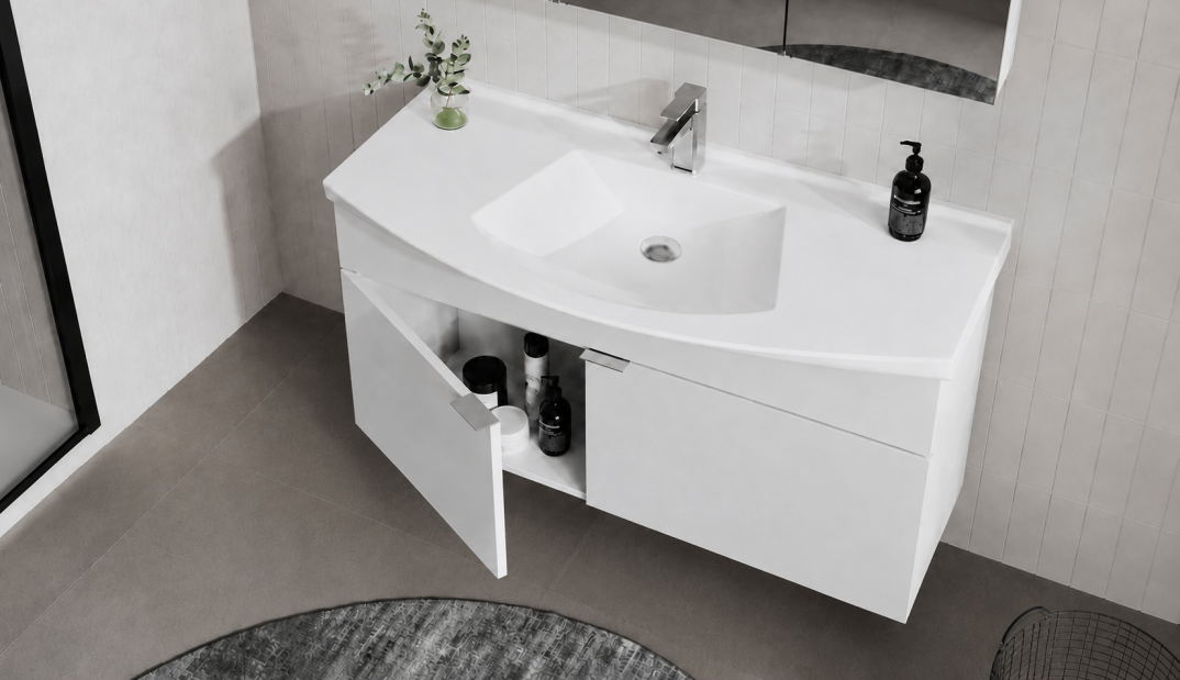 Orka Purus 100 cm ,Parlak Beyaz, Banyo Dolabı Takımı (Asma,Spotlu Ayna), 5007974 - 4