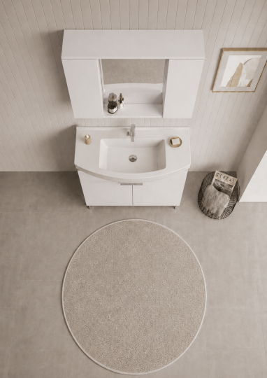 Orka Purus 100 cm ,Parlak Beyaz, Banyo Dolabı Takımı (Ayaklı,Spotlu Ayna), 5007965 - 4