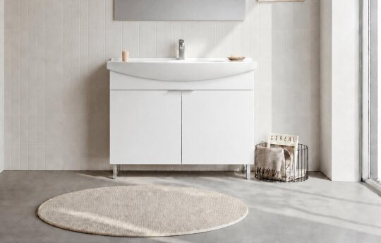 Orka Purus 100 cm,Parlak Beyaz, Banyo Dolabı Alt Modül Ve Lavabo, (Ayaklı), 5007962 