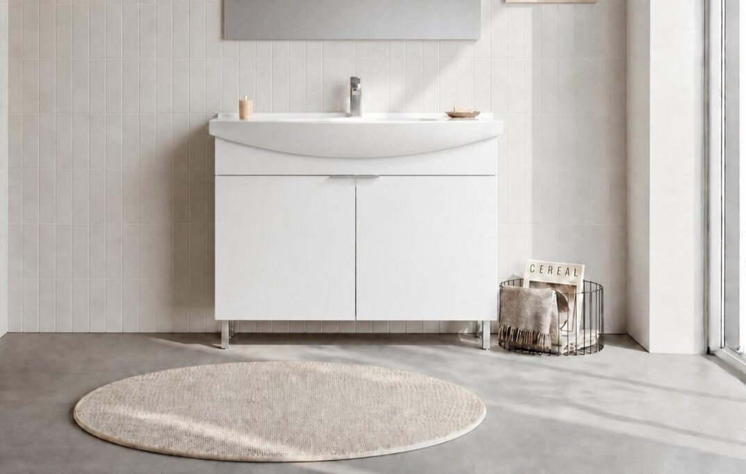 Orka Purus 100 cm,Parlak Beyaz, Banyo Dolabı Alt Modül Ve Lavabo, (Ayaklı), 5007962 - 1