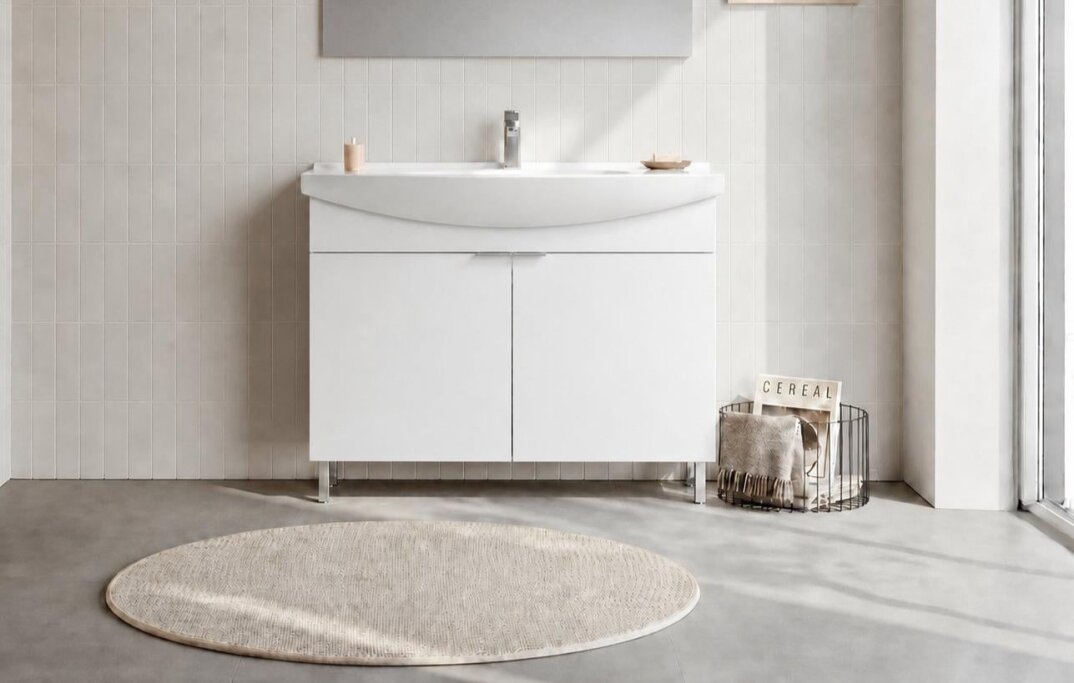 Orka Purus 100 cm,Parlak Beyaz, Banyo Dolabı Alt Modül Ve Lavabo, (Ayaklı), 5007962 - 2