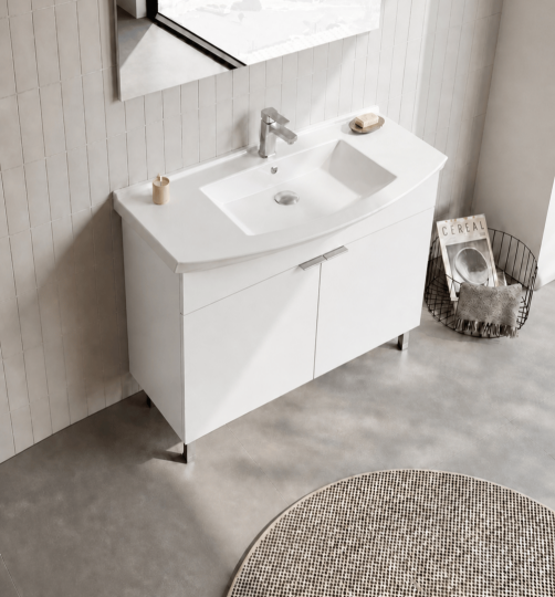 Orka Purus 100 cm,Parlak Beyaz, Banyo Dolabı Alt Modül Ve Lavabo, (Ayaklı), 5007962 - 4