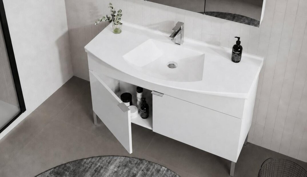 Orka Purus 100 cm,Parlak Beyaz, Banyo Dolabı Alt Modül Ve Lavabo, (Ayaklı), 5007962 - 5