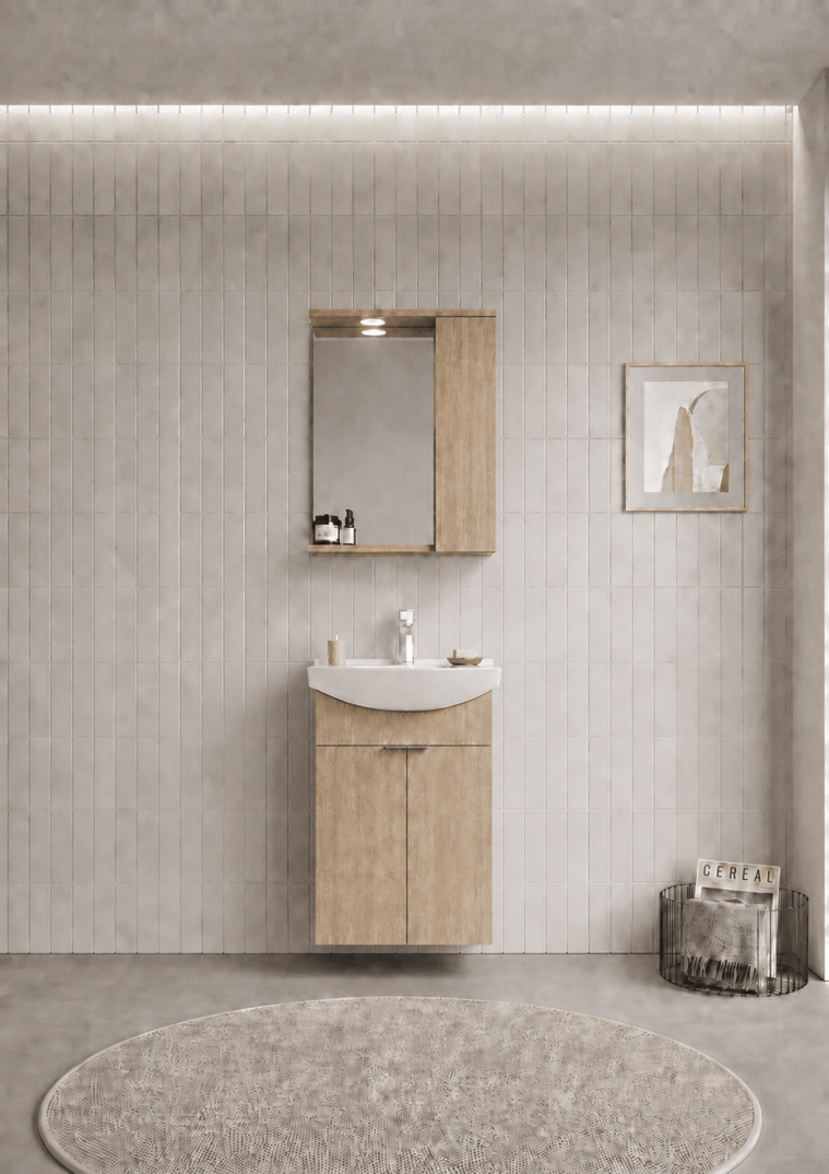Orka Purus 55 cm ,Budva, Banyo Dolabı Takımı (Asma,Spotlu Ayna), 5008286 - 1