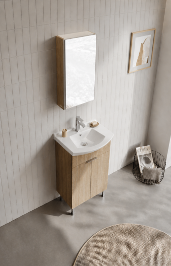 Orka Purus 55 cm ,Budva, Banyo Dolabı Takımı (Ayaklı,Dolaplı Ayna), 5008477 - 4