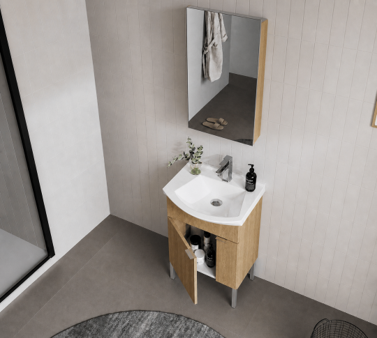 Orka Purus 55 cm ,Budva, Banyo Dolabı Takımı (Ayaklı,Dolaplı Ayna), 5008477 - 5