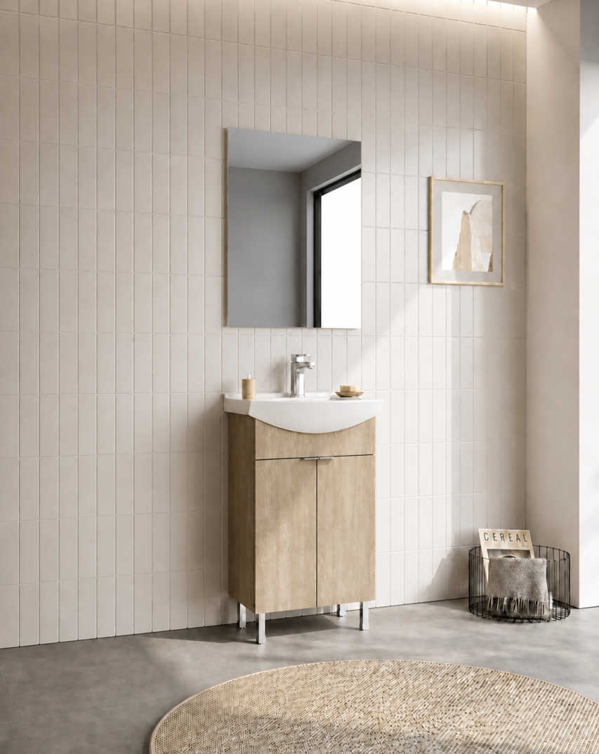 Orka Purus 55 cm ,Budva, Banyo Dolabı Takımı (Ayaklı,Düz Ayna), 5008465 - 3