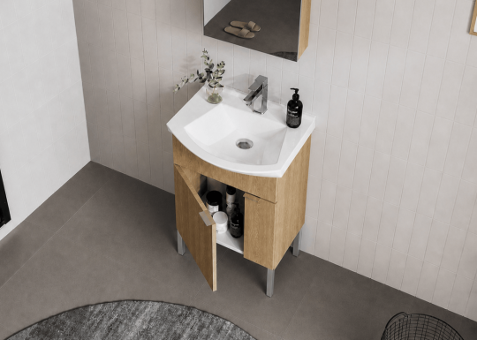 Orka Purus 55 cm ,Budva, Banyo Dolabı Takımı (Ayaklı,Düz Ayna), 5008465 - 4