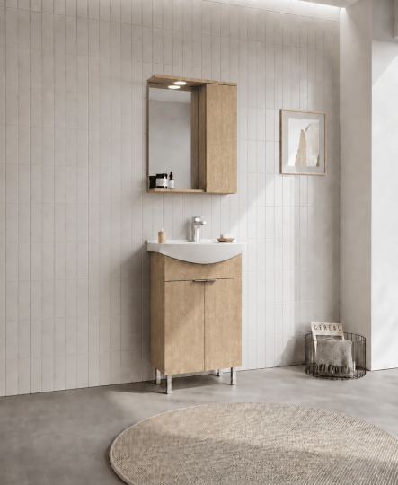 Orka Purus 55 cm ,Budva, Banyo Dolabı Takımı (Ayaklı,Spotlu Ayna), 5008435 - 3