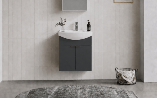 Orka Purus 55 cm, Mat Antrasit, Banyo Dolabı Alt Modül Ve Lavabo, 5007978 
