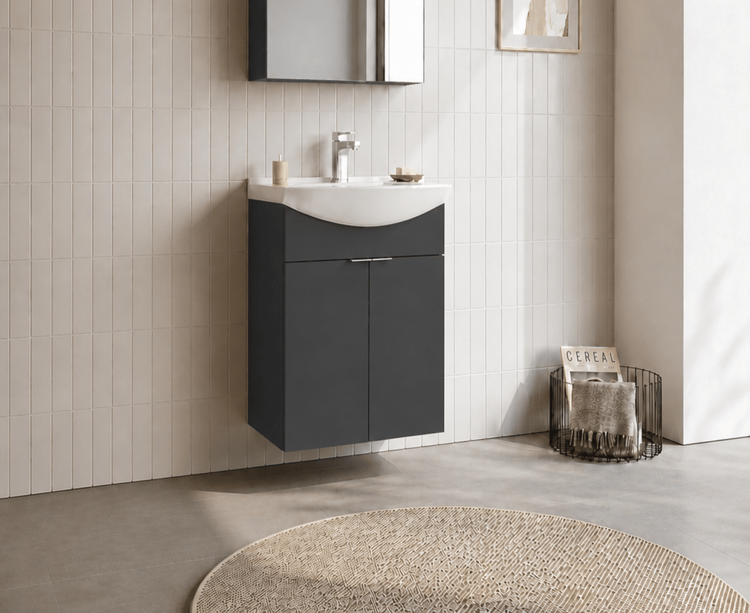Orka Purus 55 cm, Mat Antrasit, Banyo Dolabı Alt Modül Ve Lavabo, 5007978 - 3