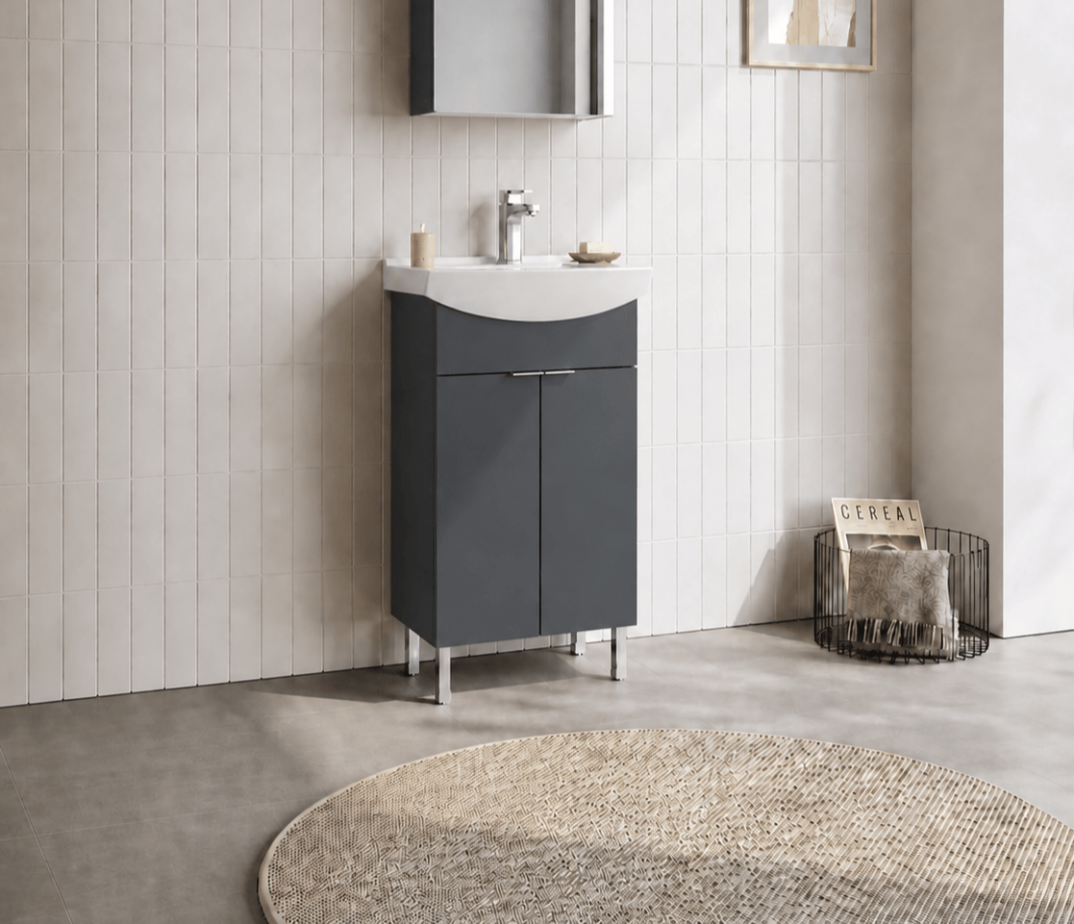 Orka Purus 55 cm, Mat Antrasit, Banyo Dolabı Alt Modül Ve Lavabo, (Ayaklı), 5008445 - 3