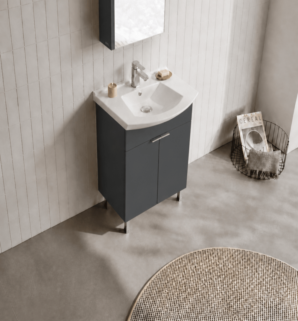 Orka Purus 55 cm, Mat Antrasit, Banyo Dolabı Alt Modül Ve Lavabo, (Ayaklı), 5008445 - 4