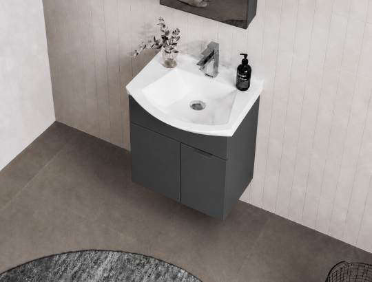 Orka Purus 55 cm ,Mat Antrasit, Banyo Dolabı Takımı (Asma,Düz Ayna), 5008316 - 4