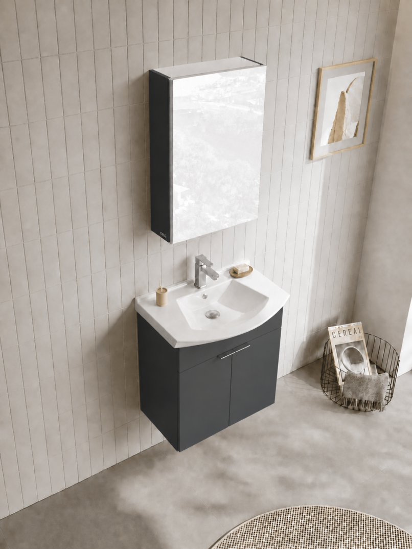 Orka Purus 55 cm ,Mat Antrasit, Banyo Dolabı Takımı (Dolaplı Ayna), 5008334 - 4