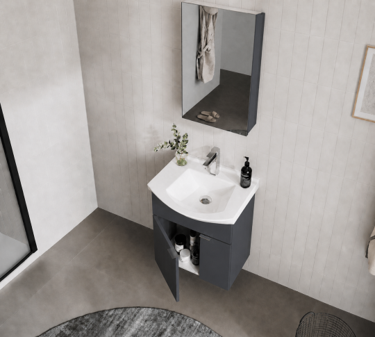 Orka Purus 55 cm ,Mat Antrasit, Banyo Dolabı Takımı (Dolaplı Ayna), 5008334 - 5