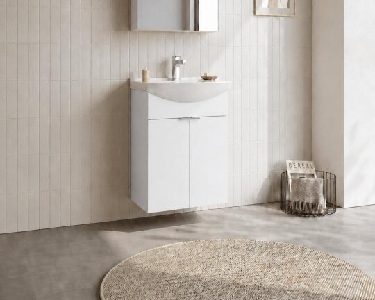 Orka Purus 55 cm, Parlak Beyaz, Banyo Dolabı Alt Modül Ve Lavabo, 5008292 - 3