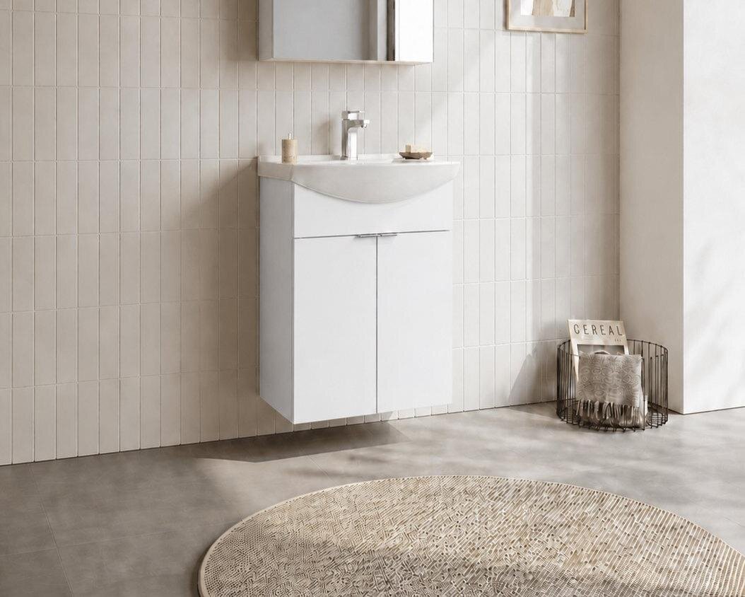 Orka Purus 55 cm, Parlak Beyaz, Banyo Dolabı Alt Modül Ve Lavabo, 5008292 - 3
