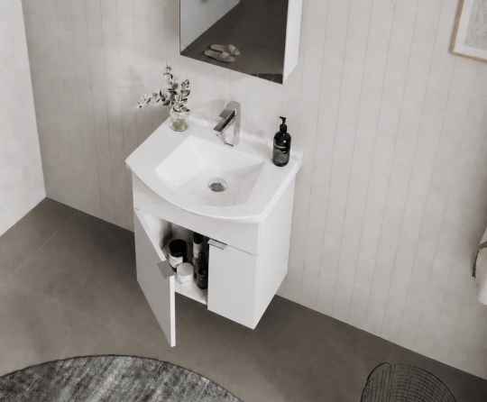 Orka Purus 55 cm, Parlak Beyaz, Banyo Dolabı Alt Modül Ve Lavabo, 5008292 - 5